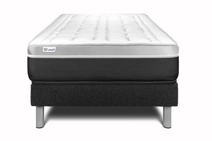 Ensemble Matelas Sommier 90x200 cm - Sommier Noir (en kit) - Vital Soft