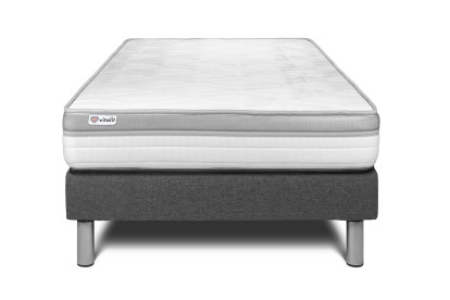 Ensemble Matelas Sommier 90x200 cm - Sommier Gris (en kit) - Vital Relax