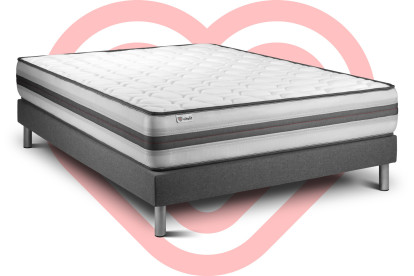 Ensemble Matelas Sommier 200x200 cm - Sommier Gris (en kit) - Vitalpower Recover