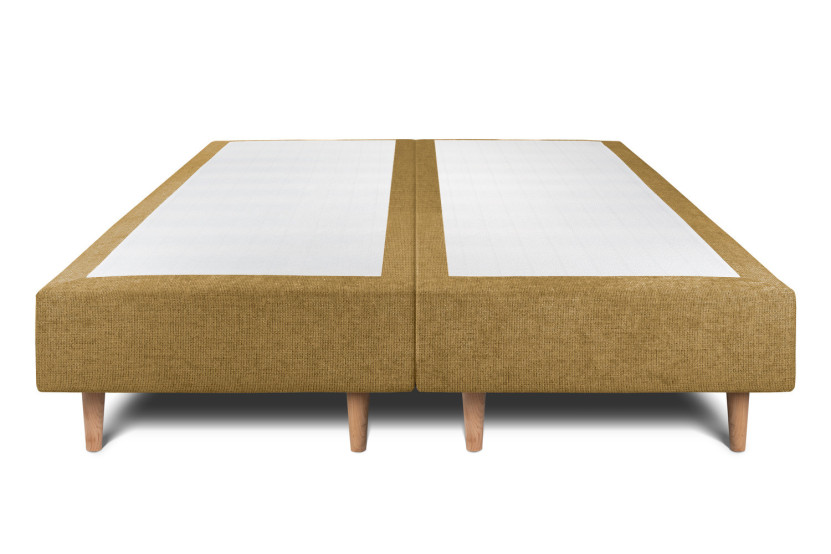 Lit 2x100x200 cm avec Tête de lit à lignes - Tissu Toile natté