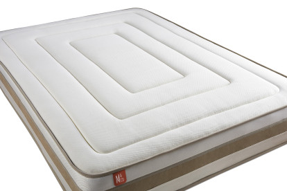 Pack lit complet 160x200 cm - Matelas + Sommier Beige + 2 oreillers + Couette - Le Raffiné