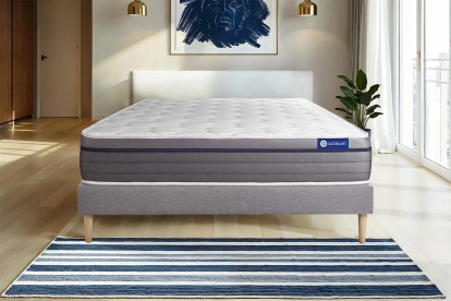 Ensemble Matelas Sommier 80x200 cm - Sommier Gris (en kit) - Actiflex Zen