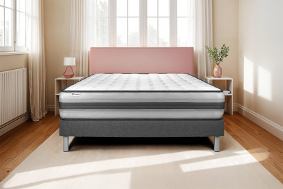 Ensemble Matelas Sommier 90x200 cm - Sommier Gris (en kit) - Vitalpower Recover