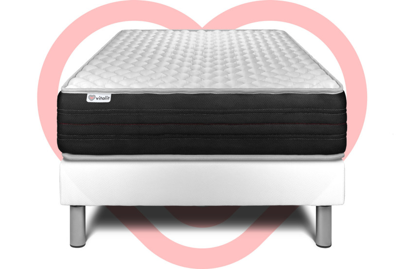 Ensemble Matelas Sommier 90x200 cm - Sommier Blanc (en kit) - Vitalmemo One