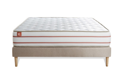 Ensemble Matelas Sommier 160x200 cm - Sommier Beige (déjà monté) - Le Doux
