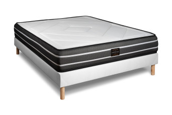 Ensemble Matelas Sommier 160x200 cm - Sommier Blanc (déjà monté) - Exclusive