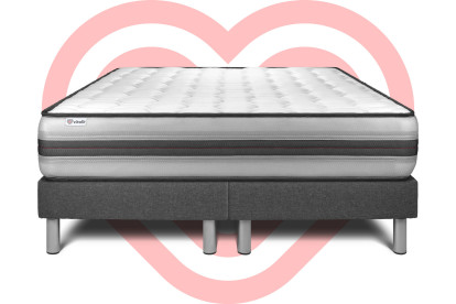 Ensemble Matelas Sommier 200x200 cm - 2 Sommiers Gris - Vitalpower Recover