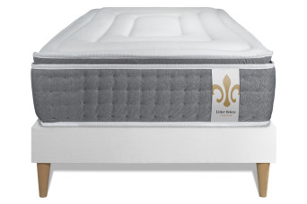 Ensemble Matelas Sommier 90x200 cm - Sommier Blanc (déjà monté) - Vingt-Six PLUS