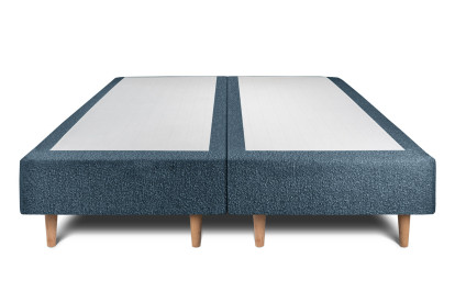 Lit 2x 100x200 cm - Sommier tapissier H35 cm + tête de lit tapissée - Tissu Bouclette Bleu