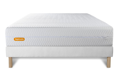 Ensemble Matelas Sommier 140x190 cm - Sommier Blanc (déjà monté) - Memo Bio