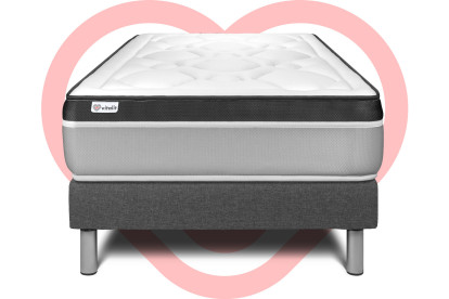 Ensemble Matelas Sommier 90x190 cm - Sommier Gris (en kit) - Vital Ergo