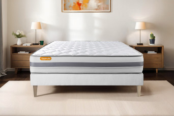 Ensemble Matelas Sommier 140x200 cm - Sommier Blanc (déjà monté) - Memo Spring