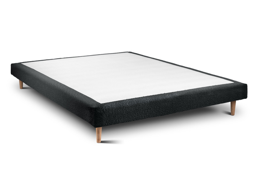 Lit 140x190 cm avec Tête de lit capitonnée - Tissu Bouclette