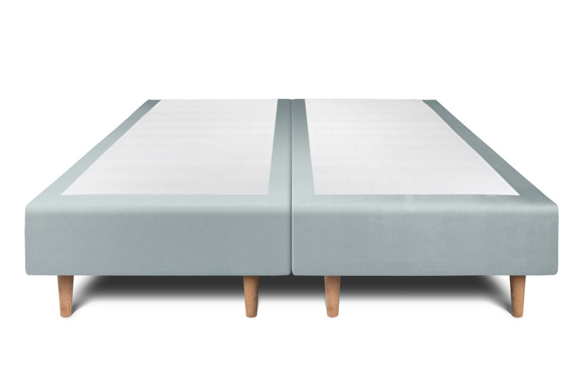 Lit 2x100x200 cm avec Tête de lit à lignes - Tissu Velours