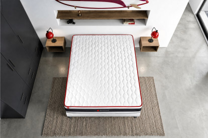 Ensemble Matelas Sommier 90x200 cm - Sommier Noir (déjà monté) - Energy