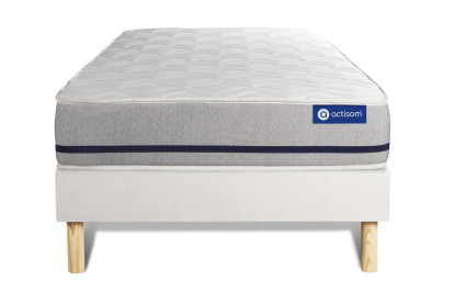 Ensemble Matelas Sommier 80x190 cm - Sommier Blanc (en kit) - Actimemo Soft