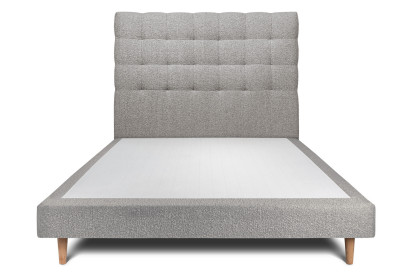 Lit 150x200 cm - Sommier tapissier H29 cm + tête de lit capitonnée - Tissu Bouclette Gris