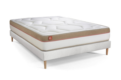 Ensemble Matelas Sommier 140x190 cm - Sommier Blanc (déjà monté) - Le Cosy