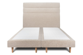 Lit 2x90x200 cm avec Tête de lit à lignes - Tissu Toile natté