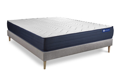 Ensemble Matelas Sommier 120x190 cm - Sommier Gris (en kit) - Actilatex Life