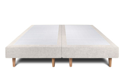 Lit 2x 80x200 cm - Sommier tapissier H29 cm + tête de lit tapissée - Tissu Toile natté Beige Clair