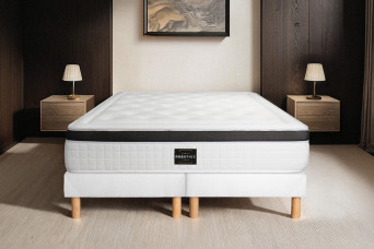 Ensemble Matelas Sommier 160x200 cm - 2 Sommiers Blancs - Privilège Ensemble Matelas Sommier 160x200 cm - 2 Sommiers Blancs - Privilège