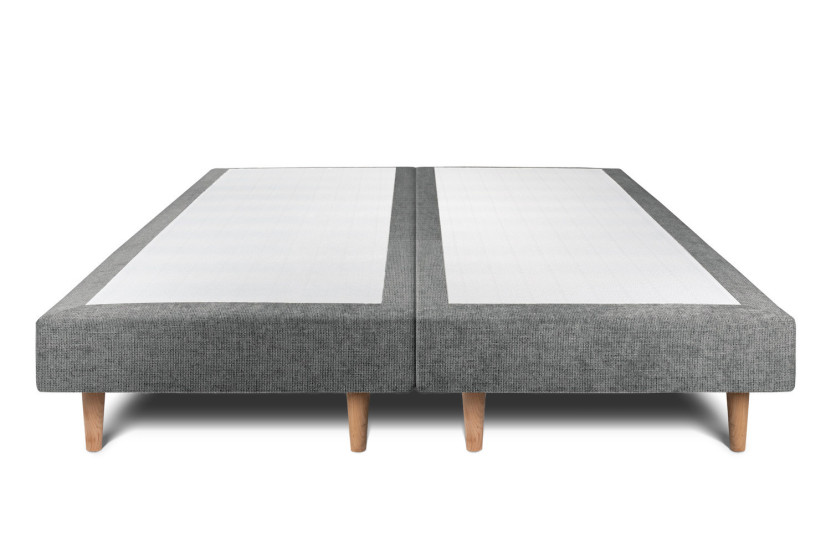 Lit 2x100x200 cm avec Tête de lit capitonnée - Tissu Toile natté