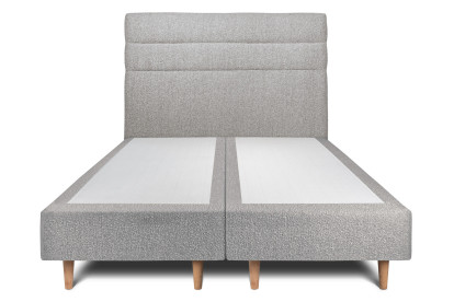 Lit 2x 80x200 cm - Sommier tapissier H35 cm + tête de lit à lignes - Tissu Bouclette Gris
