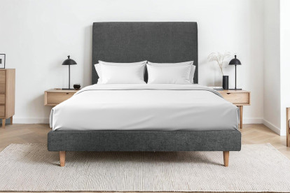 Sommier Tapissier 135x190 cm - H29 cm - Velours - Gris anthracite