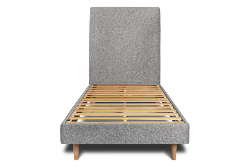 Lit 90x190 cm avec Tête de lit tapissée - Tissu Bouclette