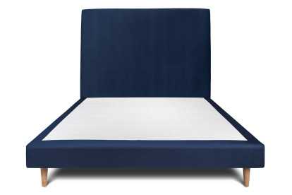 Lit 160x200 cm - Sommier tapissier H29 cm + tête de lit tapissée - Tissu Velours Bleu Océan