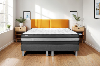 Ensemble Matelas Sommier 160x200 cm - 2 Sommiers Gris - Vital Power Zen