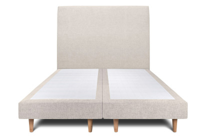 Lit 2x 100x200 cm - Sommier tapissier H29 cm + tête de lit tapissée - Tissu Toile natté Beige Clair