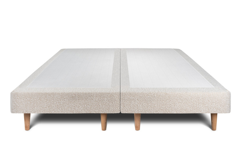 Lit 2x80x200 cm avec Tête de lit capitonnée - Tissu Bouclette