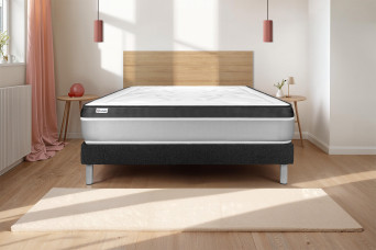 Ensemble Matelas Sommier 140x190 cm - Sommier Noir (en kit) - Vital Ergo