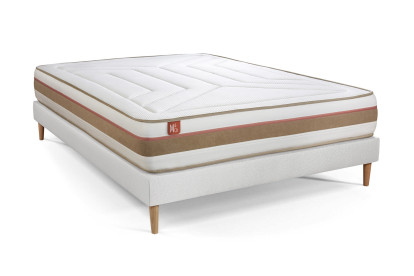 Ensemble Matelas Sommier 160x200 cm - Sommier Blanc (déjà monté) - Le Tendre