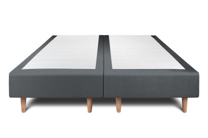 Lit 2x 100x200 cm - Sommier tapissier H35 cm + tête de lit capitonnée - Tissu Velours Gris Anthracite