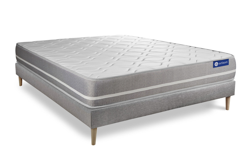 Ensemble Matelas Sommier 140x200 cm - Sommier Gris (en kit) - Actilatex Touch