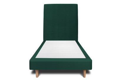 Lit 90x190 cm - Sommier tapissier H29 cm + tête de lit tapissée - Tissu Velours Vert