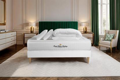 Pack lit complet 140x190 cm - Matelas + Sommier Blanc + 2 oreillers + Couette - Lancaster