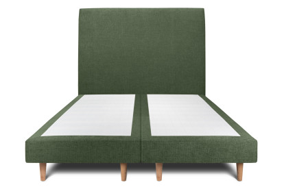 Lit 2x 90x200 cm - Sommier tapissier H29 cm + tête de lit tapissée - Tissu Toile natté Vert Kaki