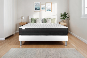Ensemble Matelas Sommier 140x200 cm - Sommier Blanc (déjà monté) - Vitalspring