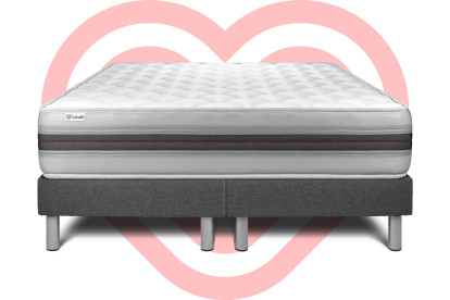 Ensemble Matelas Sommier 160x200 cm - 2 Sommiers Gris - Vitalmemo Back