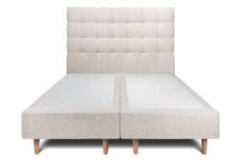 Lit 2x100x200 cm avec Tête de lit capitonnée - Tissu Bouclette