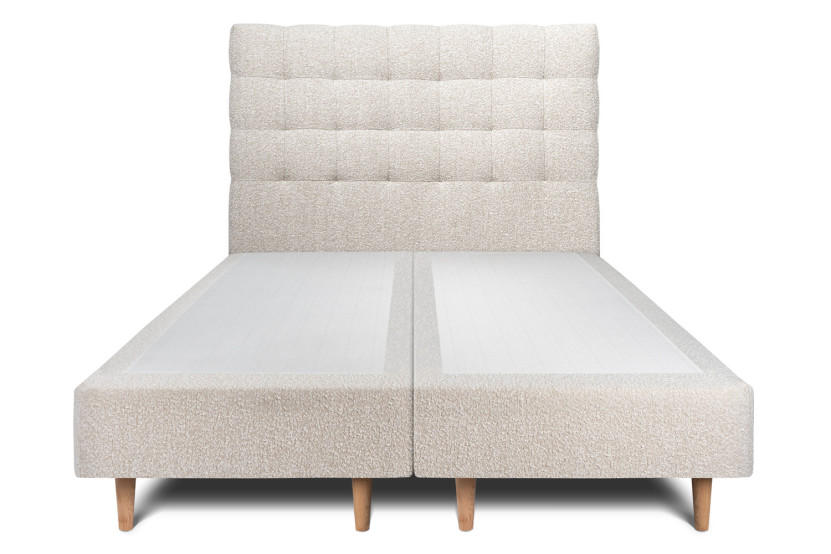 Lit 2x100x200 cm avec Tête de lit capitonnée - Tissu Bouclette