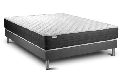 Ensemble Matelas Sommier 200x200 cm - Sommier Gris (en kit) - Vitalmemo One