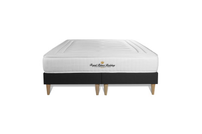 Pack lit complet 200x200 cm - Matelas + Sommier Noir + 2 oreillers + Couette - Lancaster