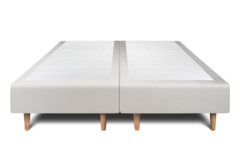 Lit 2x 80x200 cm - Sommier tapissier H35 cm + tête de lit à lignes - Tissu Velours Gris Clair