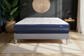 Ensemble Matelas Sommier 200x200 cm - Sommier Gris (en kit) - Actimemo Tech