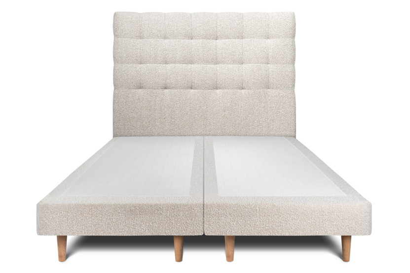 Lit 2x80x200 cm avec Tête de lit capitonnée - Tissu Bouclette